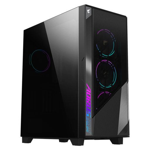 AORUS C500 GLASS - Mid tower - ATX - panel lateral con ventana (cristal templado) - sin fuente de alimentación (ATX) - negro - USB/Audio