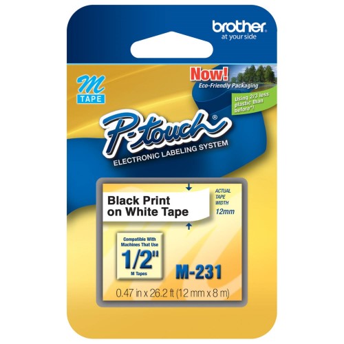 Brother - Rollo (1,2 cm x 8 m) cinta no laminada - para Brother PT-45; P-Touch PT-100, 110, 45, 55, 65, 70, 80, 85, 90, M95