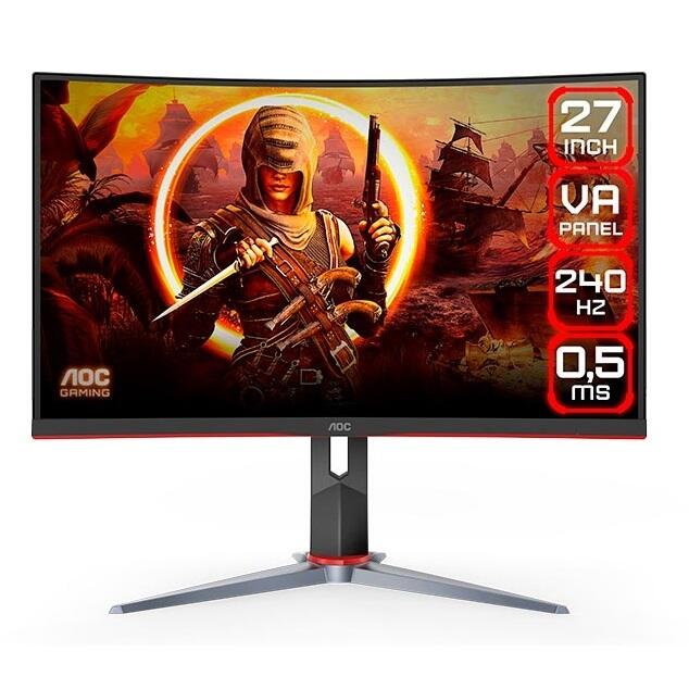 Monitor Gamer 27" Curvo, Full HD, Panel VA, 240Hz(0,5ms), FreeSync Premium, HDR10 (C27G2Z)