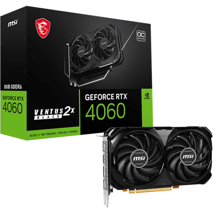 TARJETA DE VIDEO GEFORCE MSI RTX 4060 VENTUS 2X BLACK 8G OC PCIeX