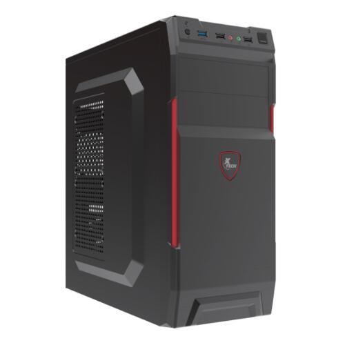 Gabinete Gamer Xtech XTQ-214, Con Fuente de Alimentación 600W PS, ATX, Color Negro y Rojo