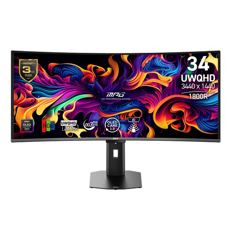 Monitor Gamer Curvo MSI 34" MPG 341CQR QD-OLED X36 Tandem Oled, UWQHD, 360 Hz 0.03ms, HDR True Black 500 