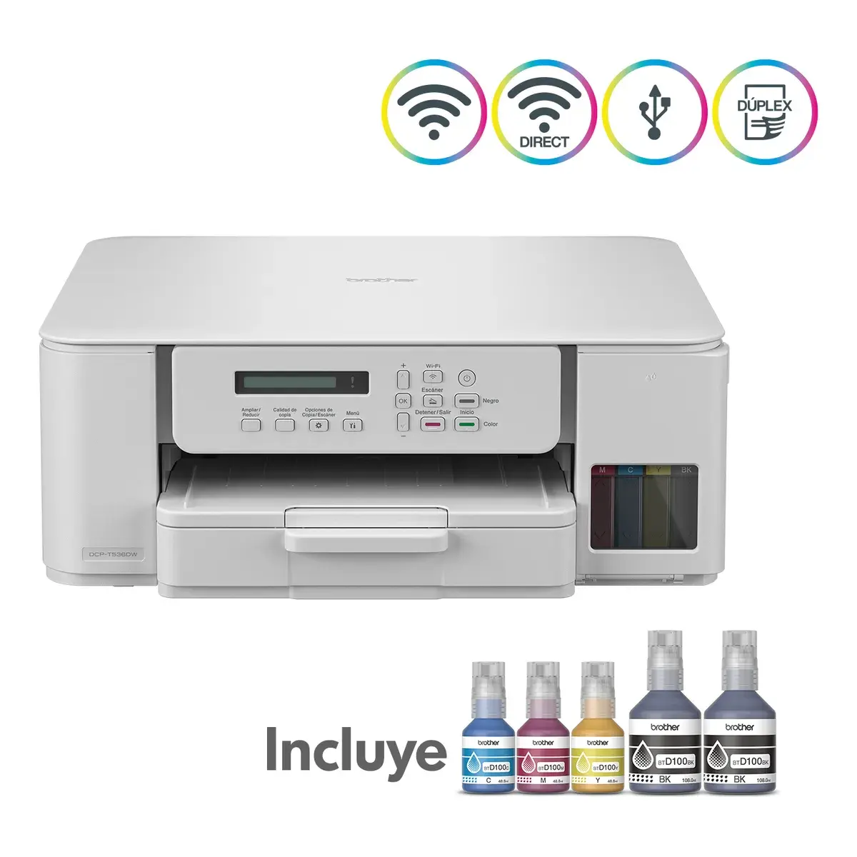 Impresora Multifuncional Brother DCP-T536DW, Duplex, USB, WiFi, Hasta 27 ppm