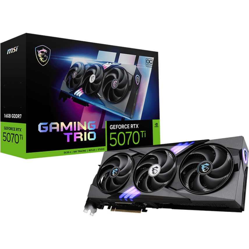 Tarjeta de Video MSI GeForce RTX 5070 Ti 16G GAMING TRIO OC Negra