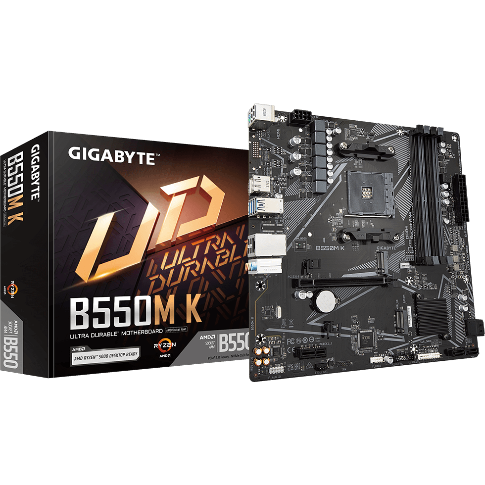 Placa Madre Gigabyte B550M K, AMD Socket AM4, SATA 6Gb/s, Micro-ATX, USB 3.1 Gen 1, PCIe 4.0