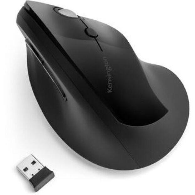 Kensington Pro Fit Ergo Vertical Wireless Mouse - Ratón vertical - ergonómico - diestro - 6 botones - inalámbrico - receptor inalámbrico USB - negro