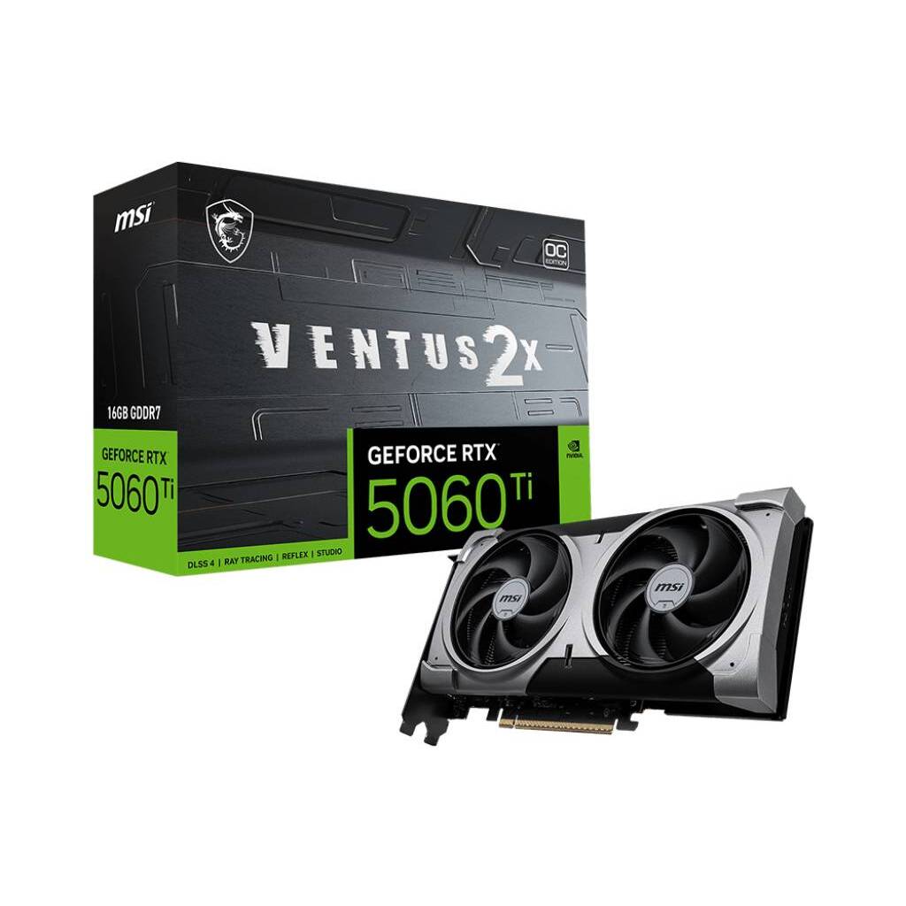 Tarjeta de Video MSI NVIDIA GeForce RTX 5060 Ti 16GB VENTUS 2X OC PLUS GDDR7 PCIe 5.0