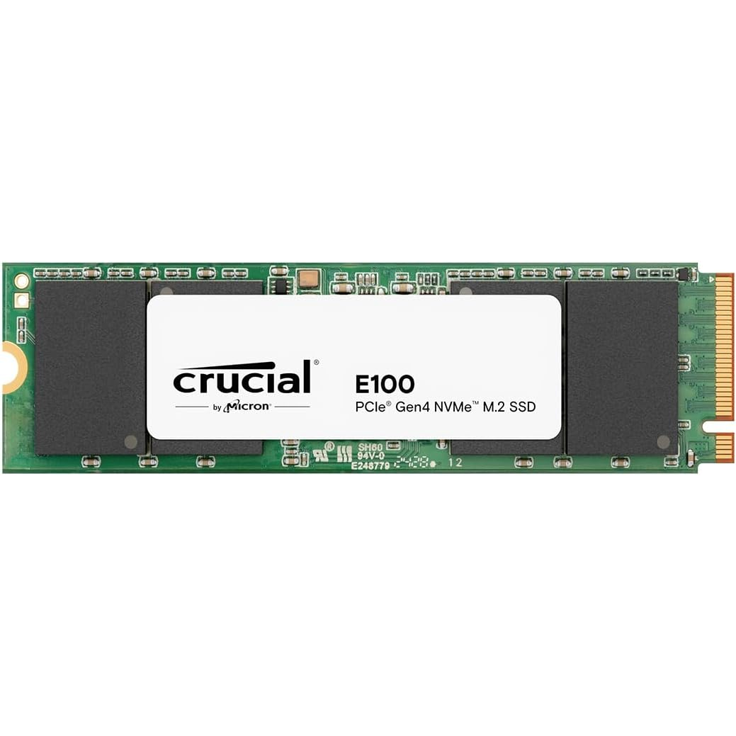 Unidad SSD Crucial E100, 1TB, M.2 2280, NVMe PCIe 4.0 x4, Lect 5000MB/s Escr 4500MB/s