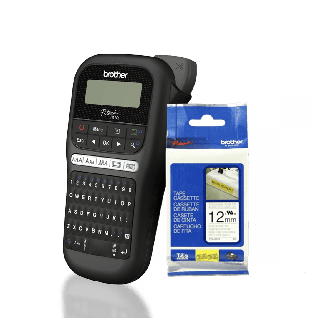 Pack Brother Rotuladora Ptouch PTH110BK Negra + Etiquetas Brother TZe-S231