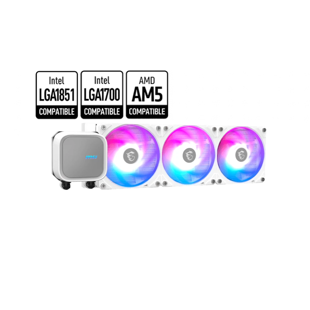 Refrigeración Líquida MSI MAG CORELIQUID A13 360 WHITE - 360mm, ARGB, Compatible con Intel y AMD