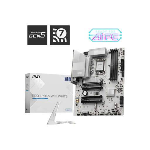 Placa Madre MSI PRO Z890-S WIFI WHITE, LGA 1851, DDR5, PCIe 5.0, Wi-Fi 7, ATX, Color Blanco
