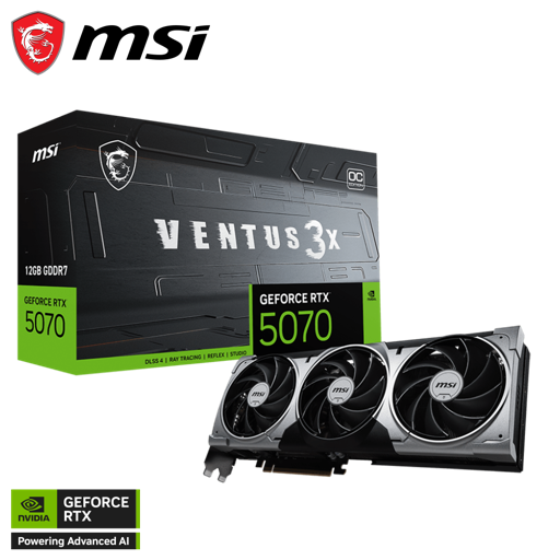 Tarjeta de Video MSI NVIDIA GeForce RTX 5070 VENTUS 3X OC, 12GB GDDR7, 192-bit, PCI-e 5.0