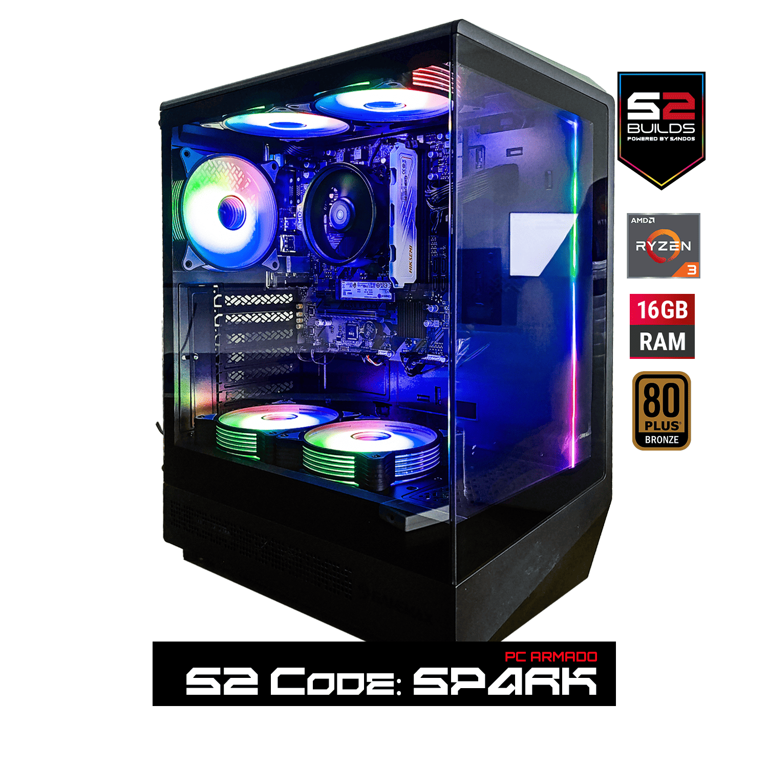 S2 SPARK RYZEN 3 5300G 16 GB RAM NV3 500 GB GABINETE COC AB  