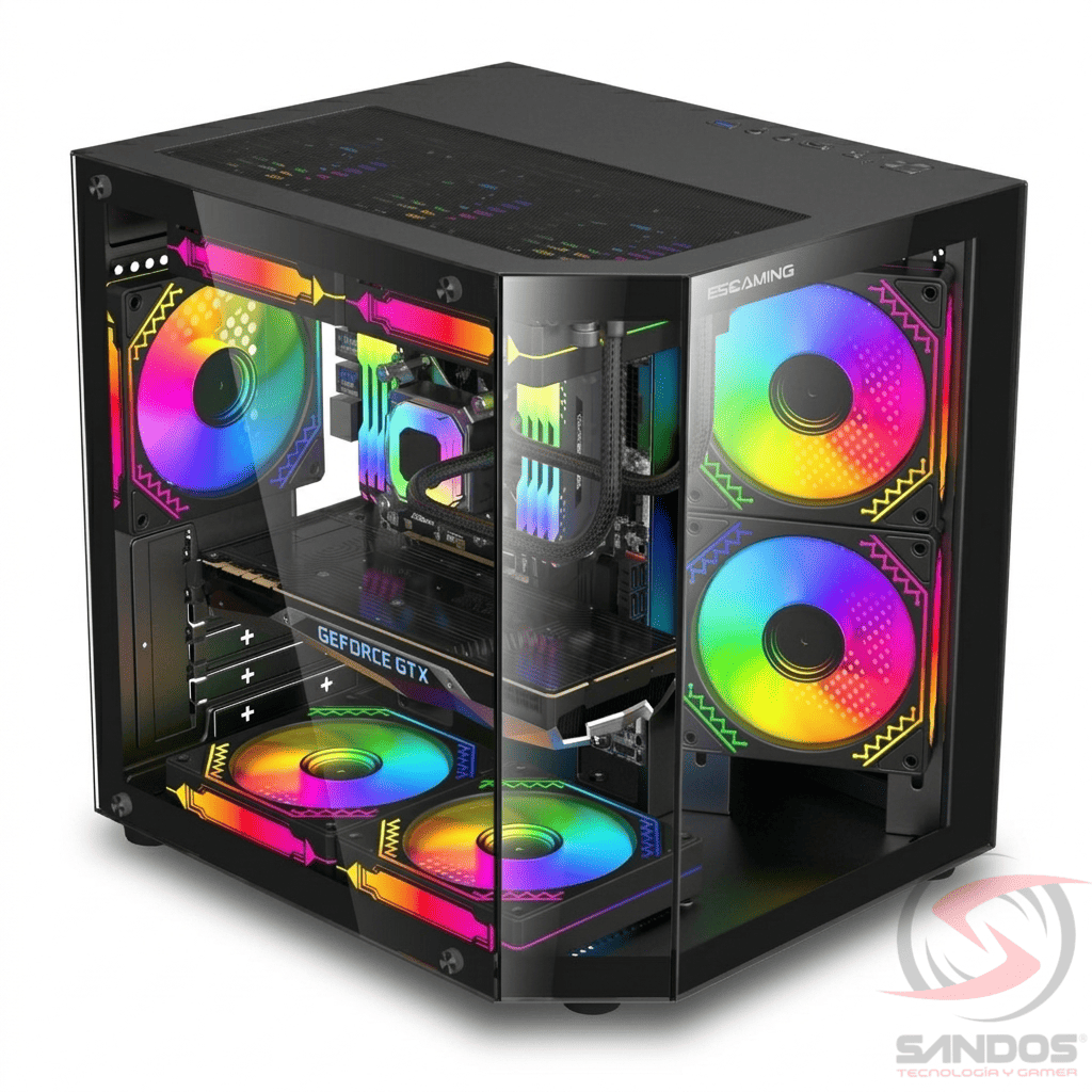 GABINETE GAMER REBEL MATX BLACK ARGB (5 FAN)  