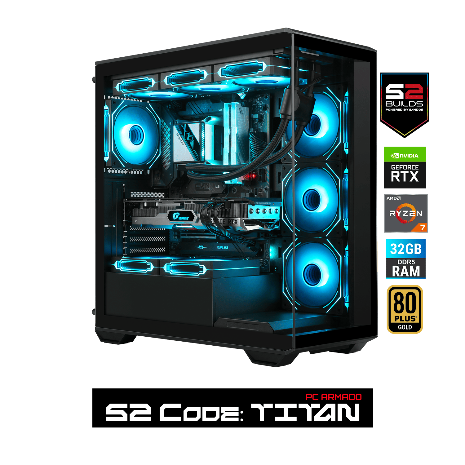 S2 TITAN RYZEN 7 7800X3D RTX 5070TI 16GB - 32GB RAM NV3 1 TB GABINETE GAMER GILGAMESH