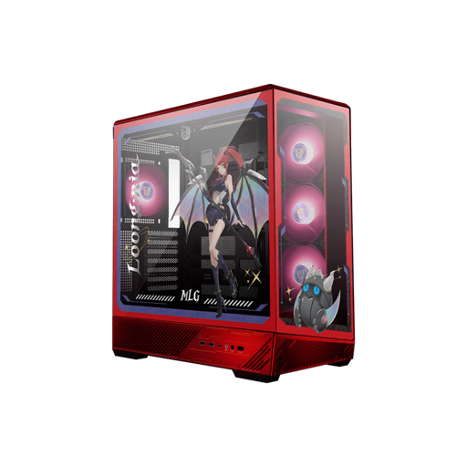 Gabinete Gamer MSI Pano 130R MLG Edition, Mid-Tower, Incluye 4 Ventiladores, Rojo