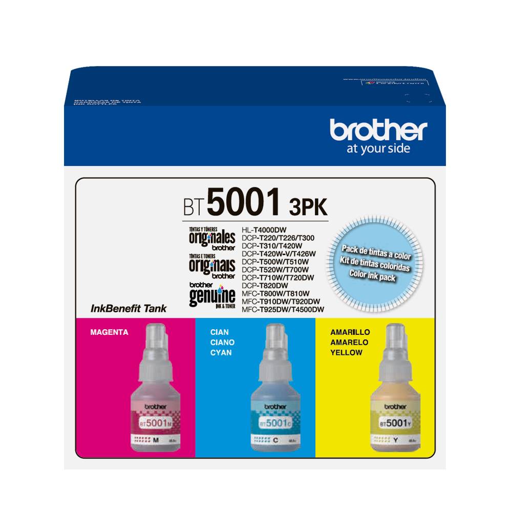 BROTHER PACK 3 COLORES BT5001