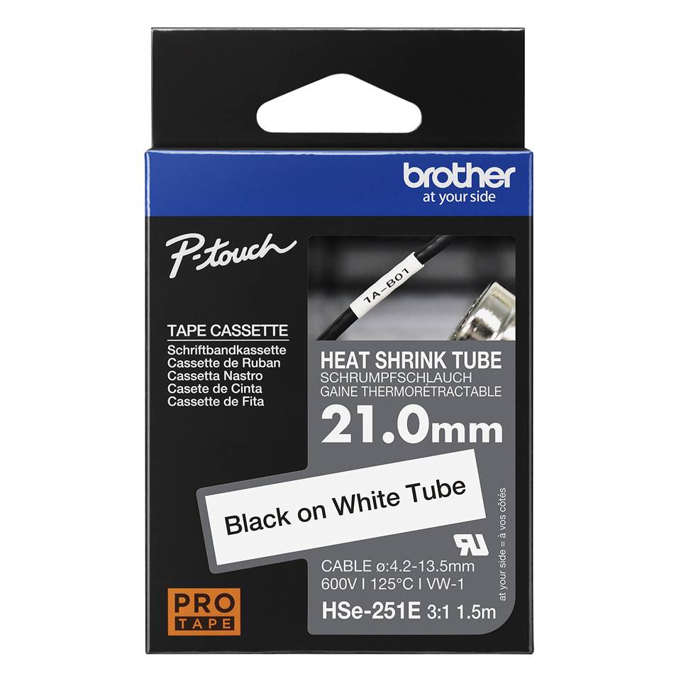 Cinta rotuladora Brother termocontraible HSe251