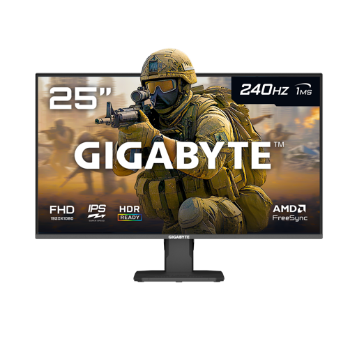 Monitor Gamer GIGABYTE GS25F2A, 24.5" FHD, Panel SS IPS, 240hz, 1ms GTG, HDR10, HDMI, DP