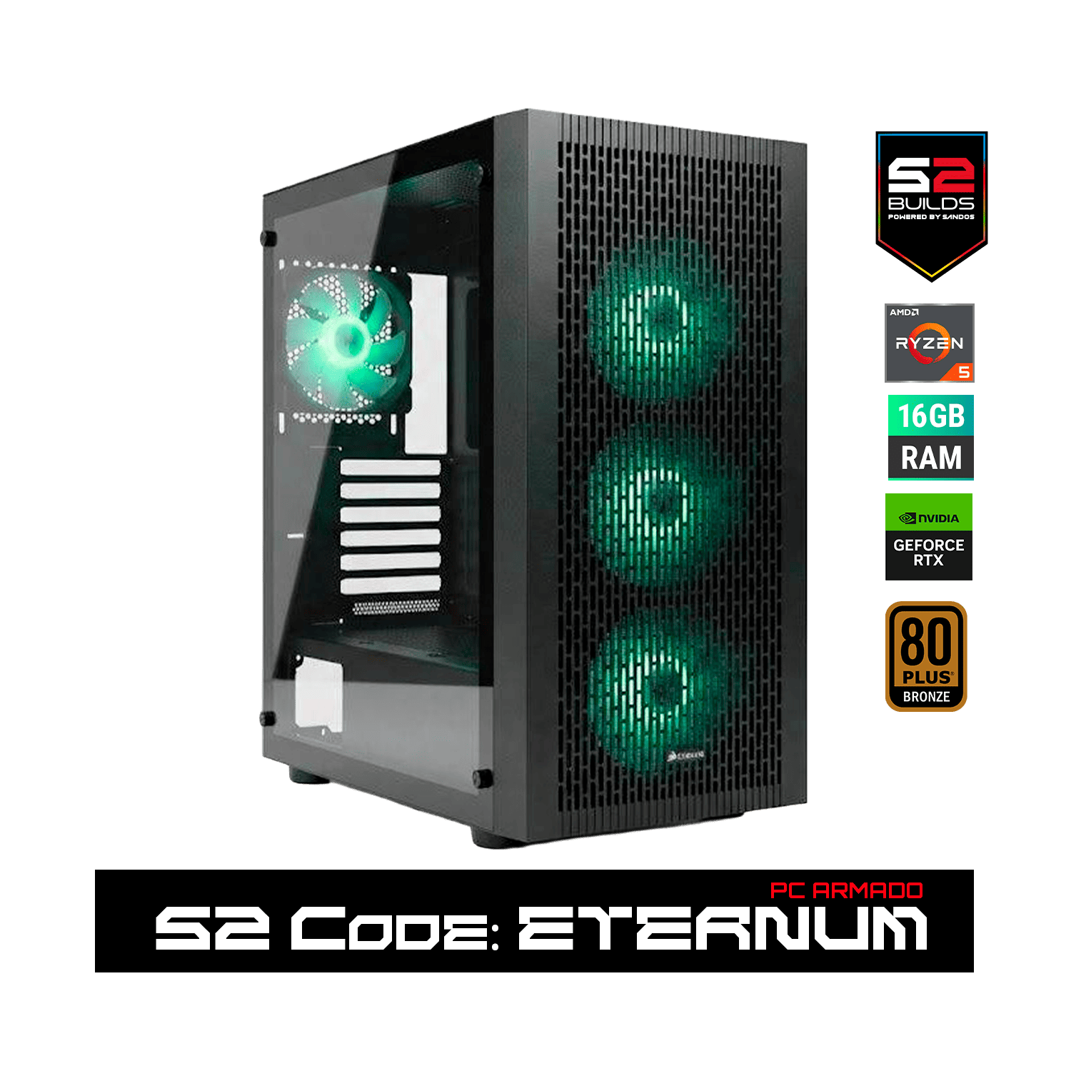 S2 ETERNUM RYZEN 5 5500X3D RTX 5060 8GB - 32GB RAM NV3 1 TB GABINETE ESGAMING F22-BK