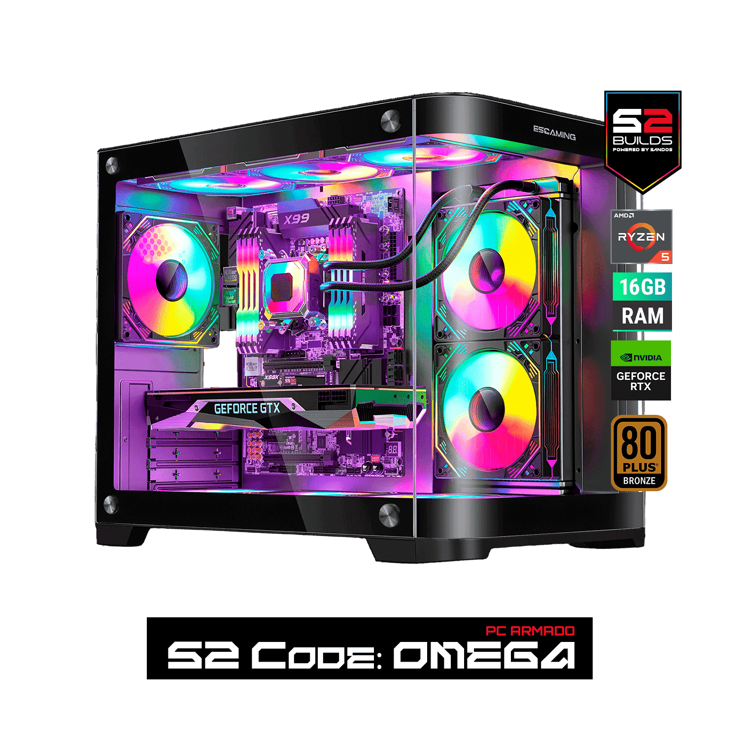 S2 OMEGA |  RYZEN 5 8400F RTX 5060 8 GB 16 GB RAM NV3 1 TB GABINETE VIPER BLACK ARGB