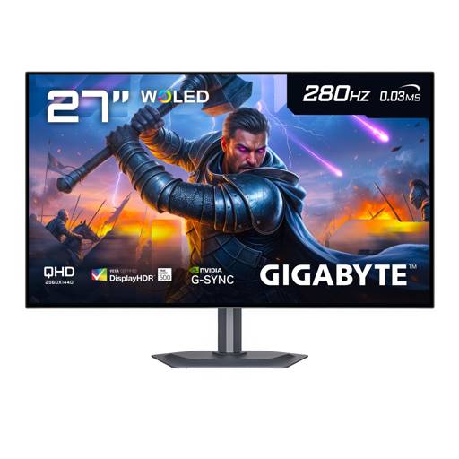 Monitor Gamer OLED GIGABYTE MO27Q28G, 27" QHD, 280hz, 0.03 ms GTG, 99% Antirreflejo, HDR