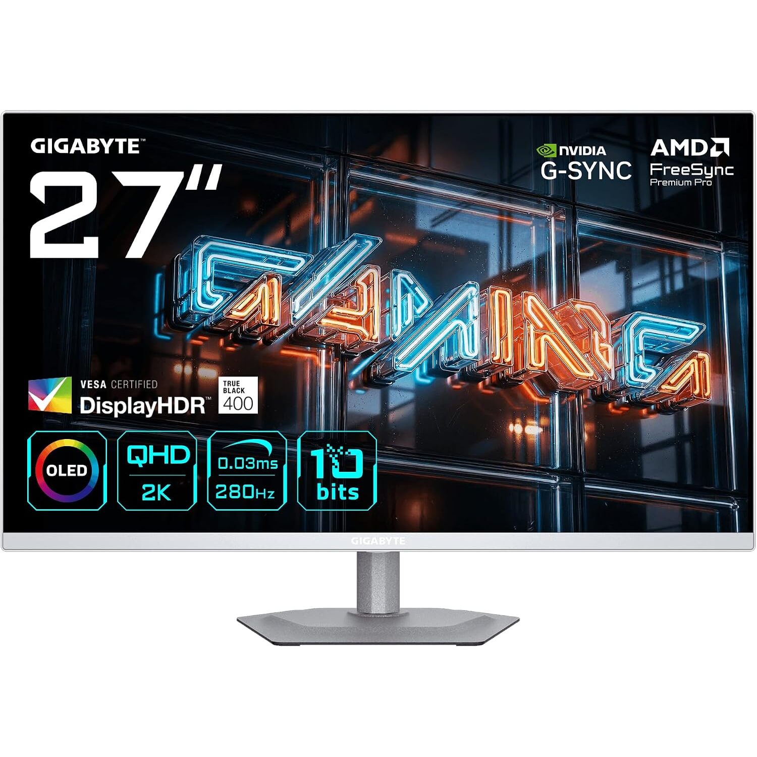Monitor Gamer OLED GIGABYTE MO27Q2A ICE, 27" QHD, 280hz, 0.03 ms QD Oled, True Black HDR 400