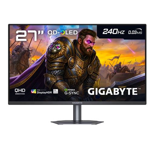 Monitor Gamer OLED GIGABYTE GO27Q24, 27" QHD, 240hz, 0,03 ms, Panel QD-OLED, HDMI, DP