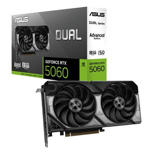 Tarjeta de Video ASUS Nvidia GeForce DUAL RTX 5060 OC Advanced, 8GB GDDR7, 128-bit, PCI-e 5.0
